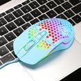 thumbnail image 3 of Ratón Ultraligero para Juegos con Diseño de Panal de , 7 Botones, Sensor óptico de 1600 DPI, 6 Efectos de Iluminación - Azul Soledad Ratón USB para juegos con cable, 3 of 6