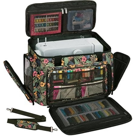 Sewing Machine Carrying Case with Multiple Storage Pockets for Accessories, Universal Tote Storage Bag Compatible with Most Standard Singer, Brother, Janome, Multicolor