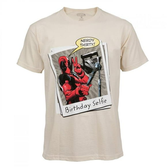 Deadpool 866967-medium Nerdy Thirty Birthday Selfie T-Shirt, White - Medium