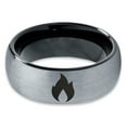 thumbnail image 2 of Tungsten Hot Fire Flame Emblem Band Ring 8mm Men Women Comfort Fit Black Dome Brushed Gray Polished, 2 of 4