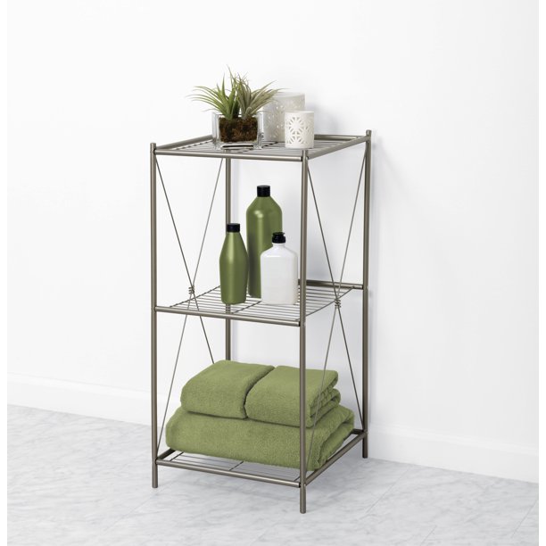 Zenna Home 3Tier Floor Shelf, Satin Nickel