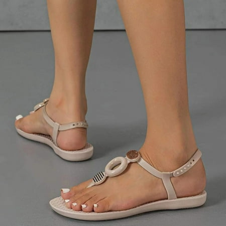 

PEASKJP Sandals Women s Summer Open Toe Wedges Slip On Beach Casual Comfortable Sandals Platform Sandals Pink 6.5