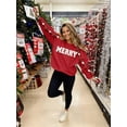 thumbnail image 5 of DEXIO Christmas Sweatshirts for Women Glitter Merry Patch Crewneck Tops Long Sleeve Winter Xmas Pullover Red XXL, 5 of 8