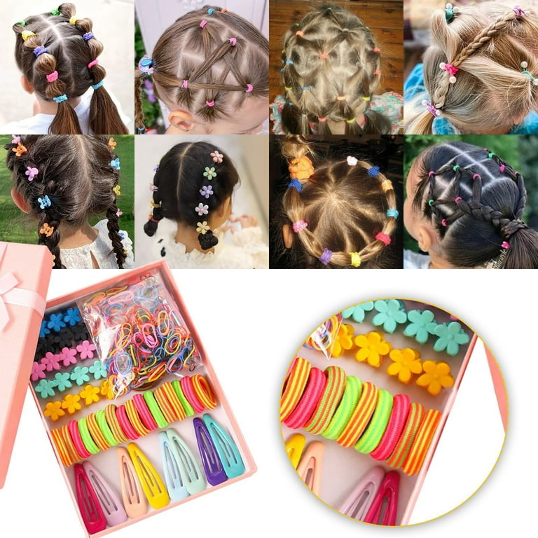 Candy Color Hair Clips Rope Ponytail Holder Girls Kids Hair Accessories Set