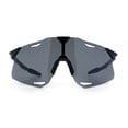 thumbnail image 5 of Mens Oversized Rimless Shield Wrap Sport Plastic Runners Sunglasses All Black, 5 of 8