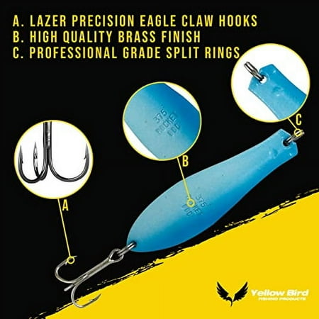 Doctor Spoons 3 Pack Casting Series - Cast 2X Longer - Trolling Casting Jigging - Fishing Lures for Walleye Pike Striper Bass Northern Rainbow Trout Salmon - Premium Eagle