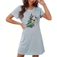 thumbnail image 1 of Camisón corto de talla grande para mujer, camisón de manga corta con estampado de pecho a la moda, camisón para mujer, 1 of 5