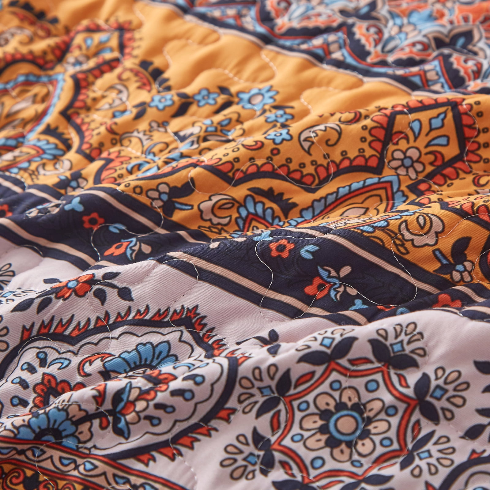 Dintszyayue Bohemian Quilt Set Queen Size,3 Pcs Boho Bedding Set Lightweight Adult(90"x 96")