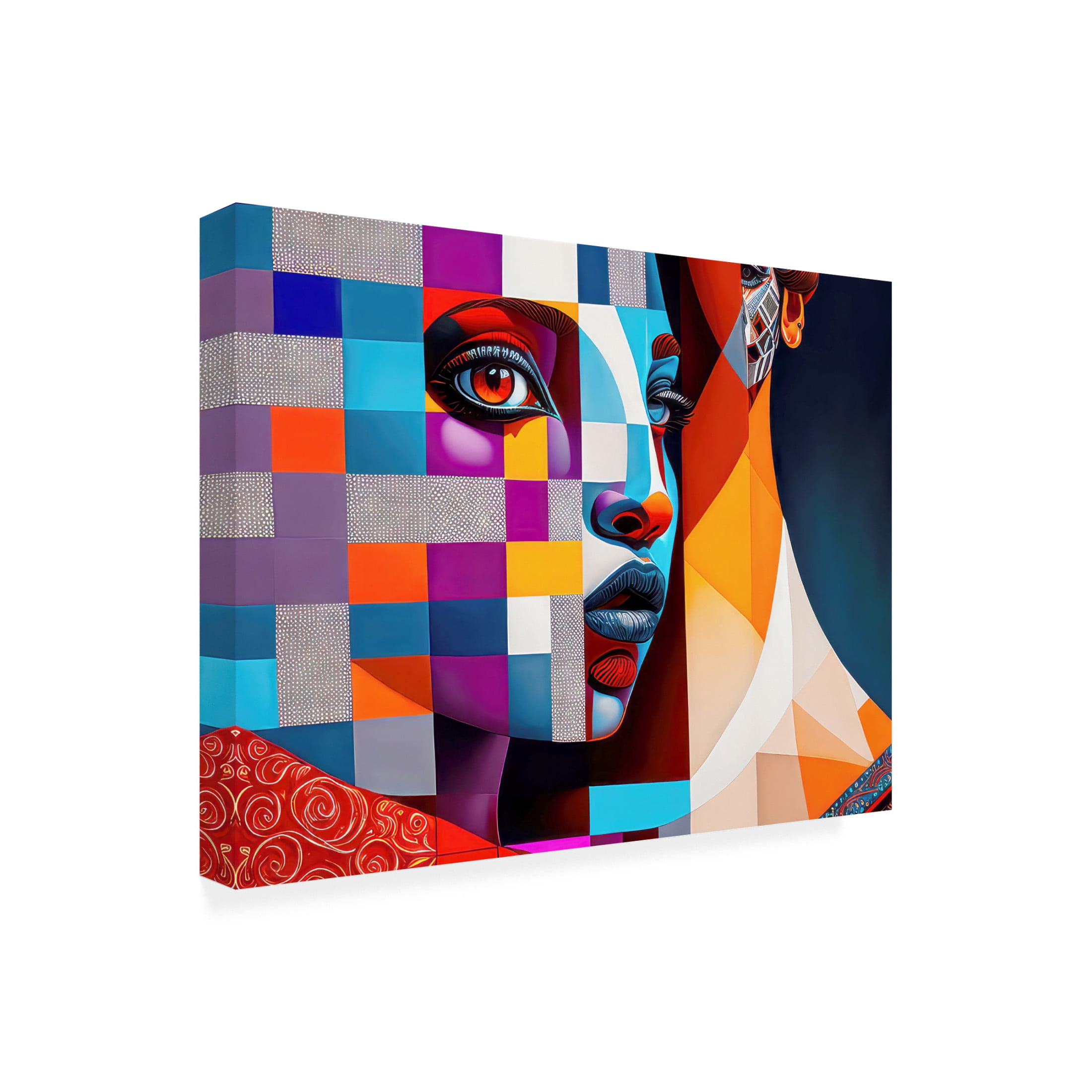 Canvas Wall Art - FootePrint Art 'Checkerboard Portrait' Wall Art for Living Room, Bedroom, or Office Décor by Trademark Fine Art - 19 x 14 Inches