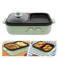 thumbnail image 2 of 1300W Hot Pot Electric with Grill, 1L,0.2L 2 in 1 Indoor Non-Stick Electric Pot and Griddle for Korean BBQ, Steaks, Shabu Shabu,Independent Dual Temperature Control, Fast Heating, Green, 2 of 14