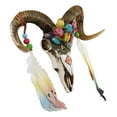 thumbnail image 4 of Rustic Corsican Ram Skull With Flowers And Dreamcatcher Feathers Wall Decor, 4 of 8