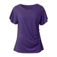 thumbnail image 4 of SNKSDGM Women's Plus Casual Easter Shirt Plus Size Casual Tops for Women Women's Tunic Ruffle Short Sleeve Shirt Summer O Neck Top Short Sleeve Shirts for Women, 4 of 5