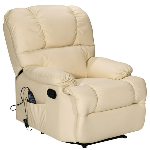 Costway Recliner Massage Sofa Chair Deluxe Ergonomic Lounge Couch Heated W/Control Beige