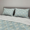 thumbnail image 2 of Fleur De Lis Comforter & Sham Bedding Set, Grunge Design Retro Victorian Nobility Rococo Motif in Soft Tones, 3 pcs Duvet Set Microfiber Filling Quilt, 5 Sizes, Pale Blue and Cream, by Ambesonne, 2 of 4