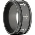 thumbnail image 3 of 10mm Flat Black Zirconium Ring with Milled Crosses Inside Two Grooves, 3 of 3
