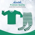 thumbnail image 5 of Elowel Matching Family Christmas Pajamas - Green Top & Striped Pants 2-Piece Set, 5 of 10