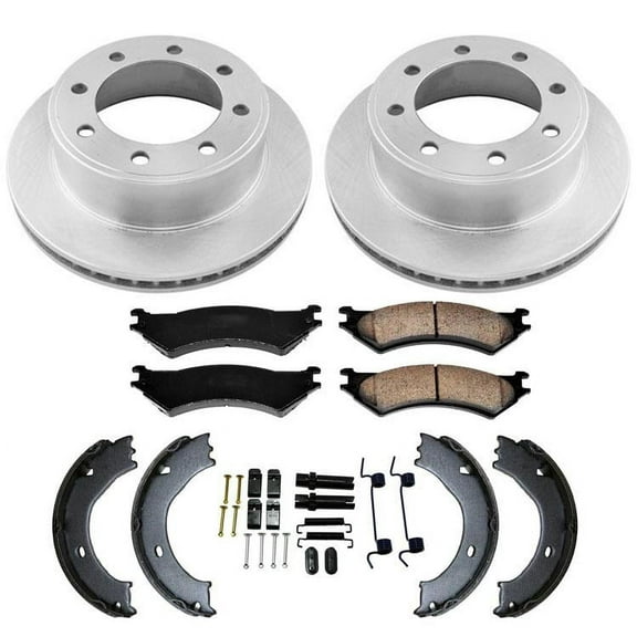 Rear Brake Rotors Brake Pads Brake Shoes Spring Kit for Ford E250 1999-2005