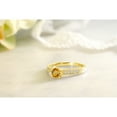 thumbnail image 4 of Gem Stone King 18K Yellow Gold Plated Silver Ring Round Yellow Citrine and Moissanite (0.95 Cttw, Size 5), 4 of 5