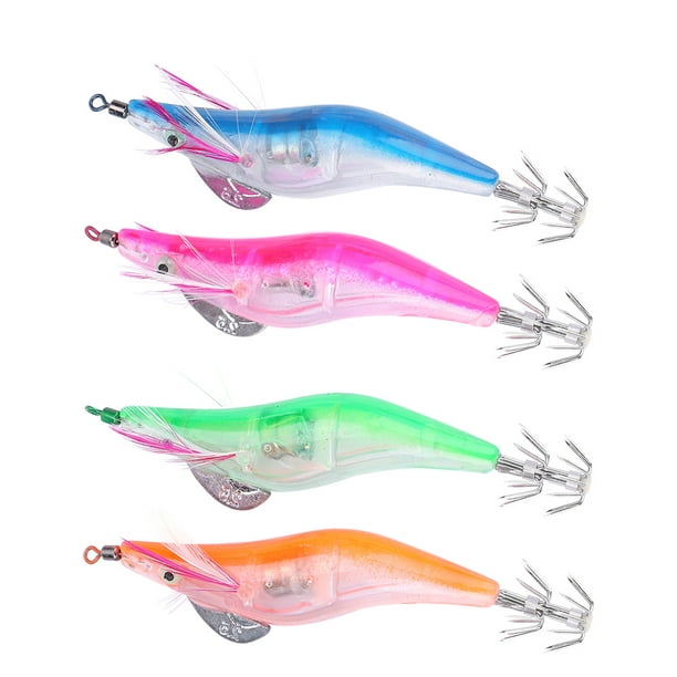 Squid Lures, 4 Colors Portable Electric Lures, Squid Fishing Lures For  Freshwater Outdoor Saltwater Fishing 