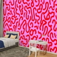 thumbnail image 2 of Peel and Stick Wallpaper Fun pink line doodle Creative abstract squiggle style drawing Modern Art Wall Mural Decor Self Adhesive and Removable 100in x 144in, 2 of 8