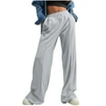 thumbnail image 4 of Fmbrln Womens Trendy Wide Leg Sweatpants Drawstring Elastic Waist Work Pants Casual Baggy Running Athletic Joggers Pants with Pockets Gray XL, 4 of 5