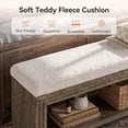 thumbnail image 4 of TRIBEWOOD 55 Inch Upholstered Bedroom Bench with Teddy Fleece Cushion, Farmhouse Solid Wood End of Bed Bench with Storage Shelf, 4 of 6