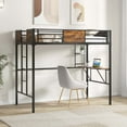 thumbnail image 4 of Costway Twin Size Loft Bed with Desk & Shelf Safety Guardrail & Ladder Space-Saving, 4 of 9