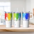 thumbnail image 2 of 20oz Double Wall Insulated Handle Tumbler Stainless Steel Geometric Pattern Leak Proof Lid With Straw Travel Mug, 2 of 5