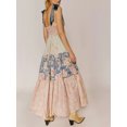 thumbnail image 5 of Women's Printed V Neck Tie Shoulder Cami Dress with Smocked Bodice and Tiered Skirt 100% Polyester All Day Comfort, 5 of 8
