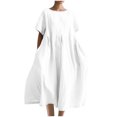 thumbnail image 2 of Liquidation d'Été 2025! Robe Grande Taille pour Femmes, Liquidation de Robe d'Été pour Femmes, Mode Femmes Été Décontractée Col Rond Manches Courtes Robe Unie, 2 of 4