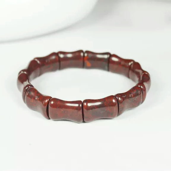 HOOUN Natural African Tiger eye Stone Beaded Bracelet Bamboo Shaped Men Jewelry Bangle-Red Quartzite