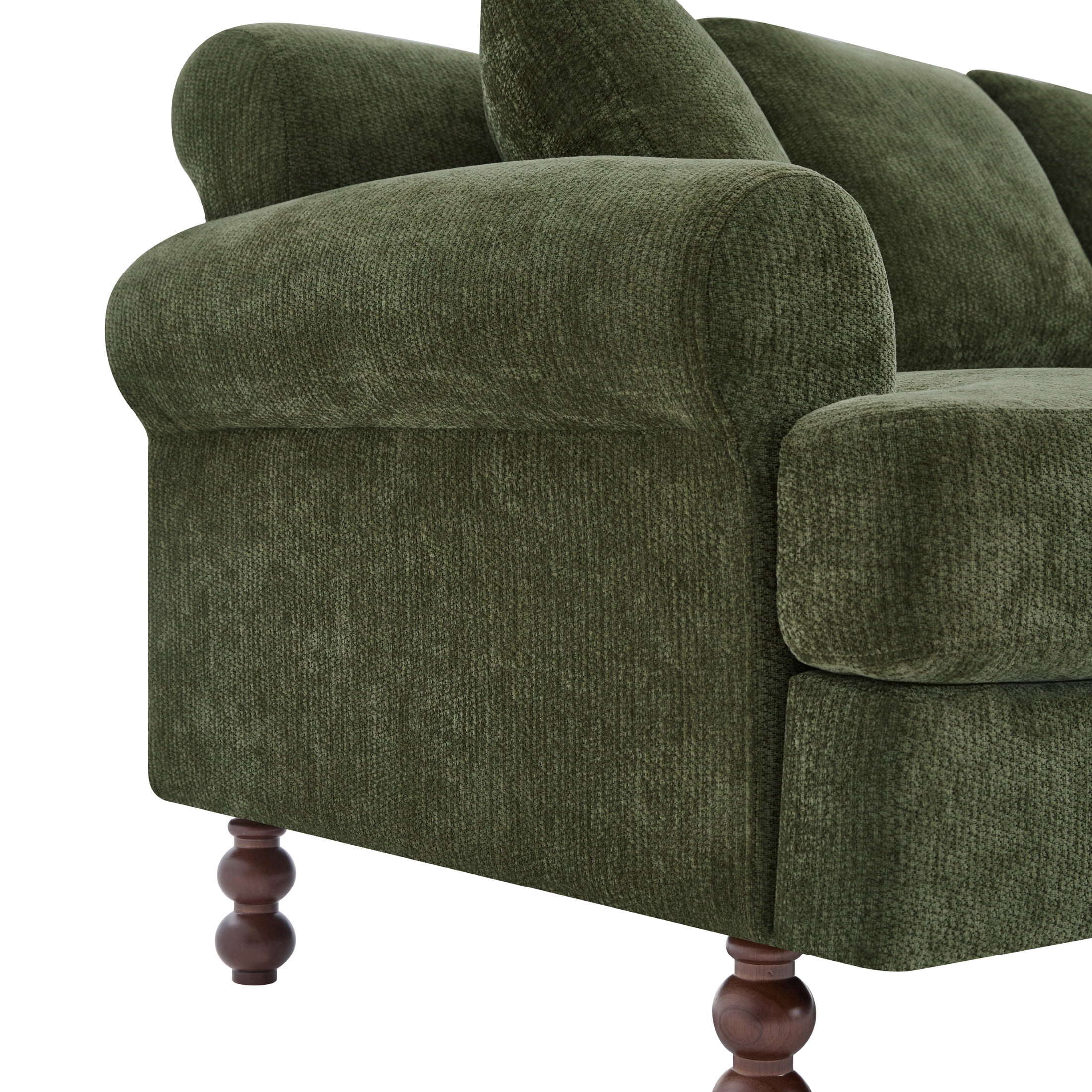 Christopher Knight Home 81.5" Chenille Upholstered Sofa, Modern 3 Seater Couch with Pillows, Green