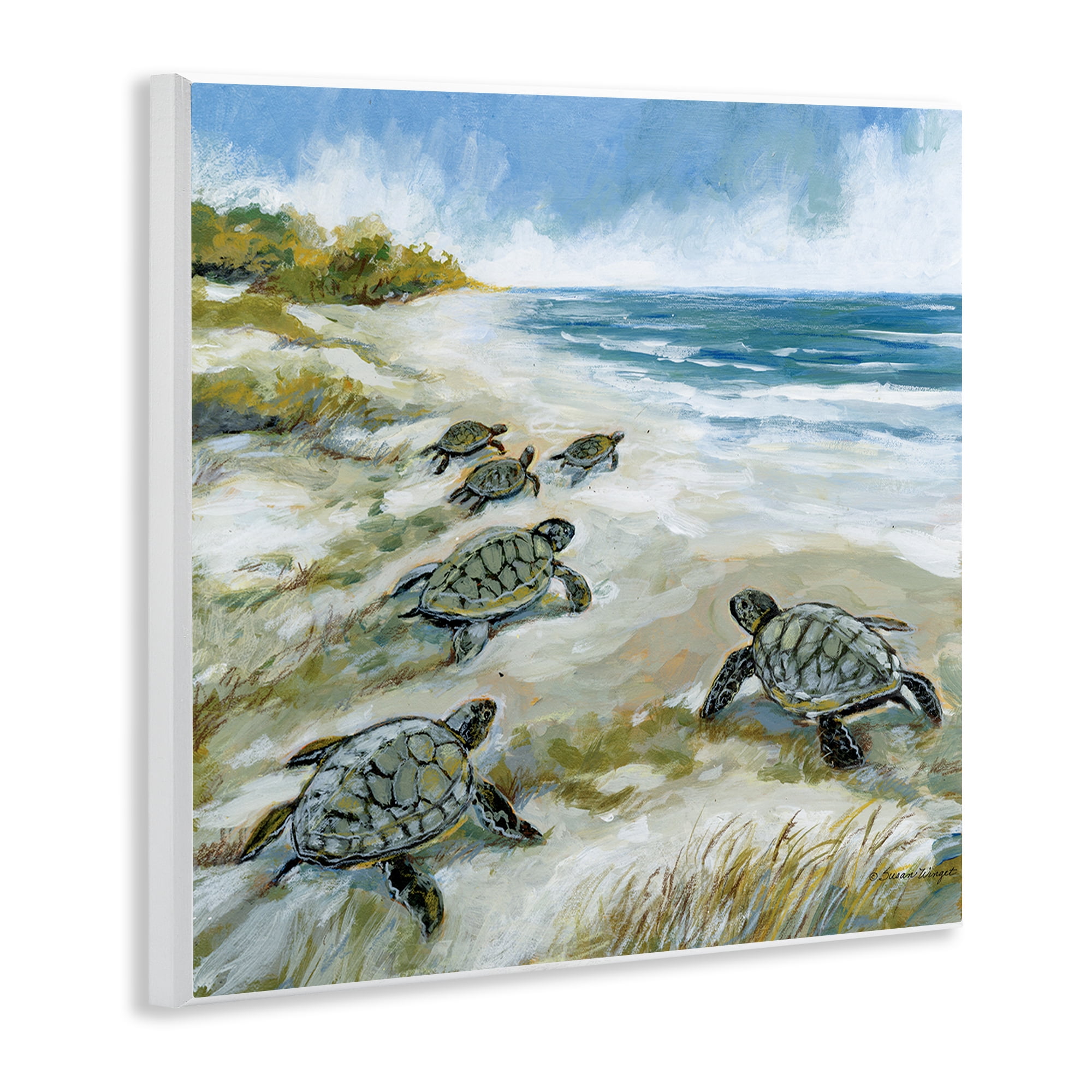 Stupell Industries Baby Sea Turtles on Beach Wall Plaque Art, design by Susan Winget