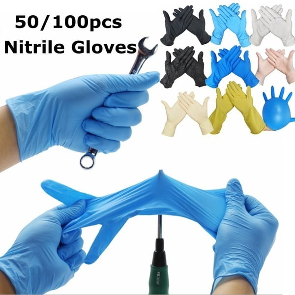 100 x LARGE Tough Blue Nitrile STRONG Tattoo Mechanic Safety Disposable Gloves L 