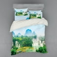 thumbnail image 2 of Ambesonne Scenery Bedding Set 3 Pcs, Misty Jungle Forest, Twin XL, Fern Green Multicolor, 2 of 3