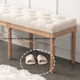 thumbnail image 6 of 47-Inch French Vintage Tufted Upholstered Dining Bench with Linen Fabric, Beige End of Bed Bench for Bedroom, Living Room, or Entryway, 6 of 6