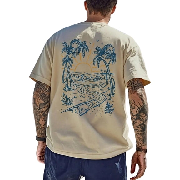 CONZONE Mens Hawaii Tshirts Short Sleeve Beach T-Shirts for Men Crew Neck Tropical Graphic Casual Summer Tee Tops