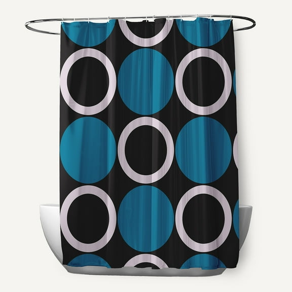 Simply Daisy 70" W x 73" L Mod Circles Polyester Shower Curtain, Unreal Teal [1 Ct]
