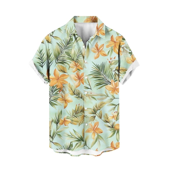 Tauxra Men's Short Sleeve Button Up Shirts Casual Cuban Collar Vintage Bowling Shirt for Men Summer Beach Cuba Print Polyester Top