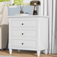 thumbnail image 2 of EUROCO 28’’ Oversized Nightstand, Bedside Dresser End Table with 3 Drawers, Rubber Wood Legs, Ball Slide Bar Drawer Glide and Solid Frame for Living Room Bedroom Entryway, White, 2 of 8