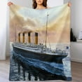 thumbnail image 4 of Manta navideña supersuave de franela de microfibra con el famoso Titanic, estilo antiguo e histórico, para sofá cama, mullida y cálida, de 76 x 101 cm., 4 of 8