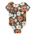 thumbnail image 2 of Small Flowers in Orange and White Pure Cotton Bodysuit Short Sleeve Pajamas One-Piece Romper Unisex 9M, 2 of 6