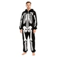 thumbnail image 2 of HOWPAY Adult Halloween Costumes Skeleton Bodysuit Cosplay Outfit Bone Print One Piece Jumpsuit For Men Women Masquerade Party Stage Performance Halloween Costumes S, 2 of 4
