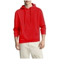 thumbnail image 2 of LpwkSSA Hooded Fleece Coat for Men Long Sleeve Plus Size Fleece Solid Color Stitching Drawstring Pockets Sweatshirts Sports Coat Red L, 2 of 6