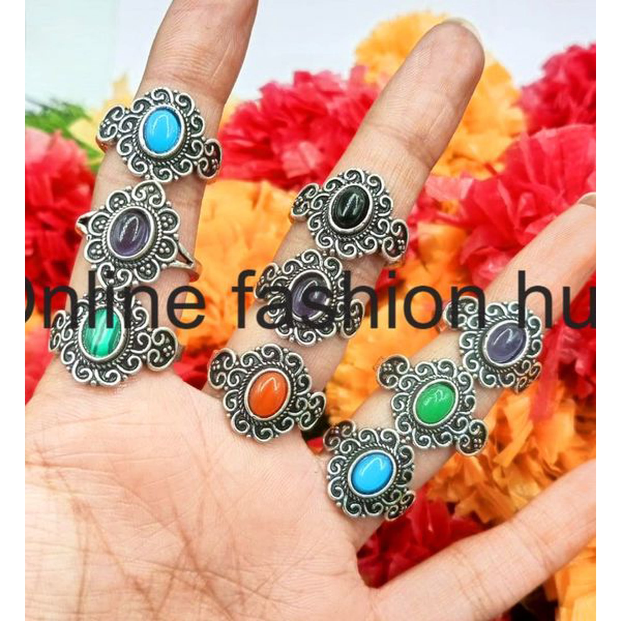 Amethyst & Mix Gemstone 925 Sterling Silver Plated Handmade 50pcs Ring