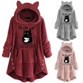 thumbnail image 4 of Fesfesfes Long Hoodie Dress Women Flannel Shirt Cute Cat Pattern Winter Fleece Tunic Plush Tops For Teen Girls On Sale, 4 of 4
