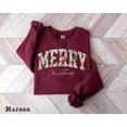 thumbnail image 3 of Merry Christmas Sweatshirt – Matching Family Holiday Sweaters, Retro Merry Crewneck, 100% Cotton Pullover, Made in USA, Cozy Xmas Gift for Unisex, 3 of 6
