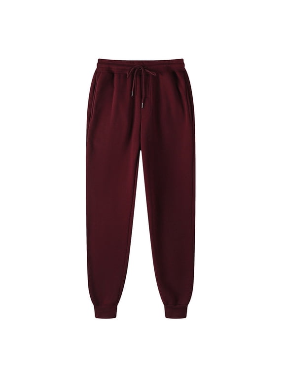 Men's Casual Fleece Jogger Sweatpants Hip-hop Pants Legging Padded Basic Solid Pants Active Elastic Pocket Pants