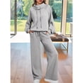 thumbnail image 4 of Conjuntos Deportivos de Dos Piezas para Mujer, Ideales para Otoño. Incluyen Sudadera con Cordón Ajustable y Pantalón Deportivo de Pierna . Gris XL, 4 of 10