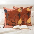 thumbnail image 3 of Western Boho Outdoor Waterproof Pillow Covers, Vintage Abstract Horse Cactus Plant Orange Decorative Square Throw Pillowcase Sofa Cushion Sham for Patio/Couch/Chair, 26"x26" 2 Pack, 3 of 8